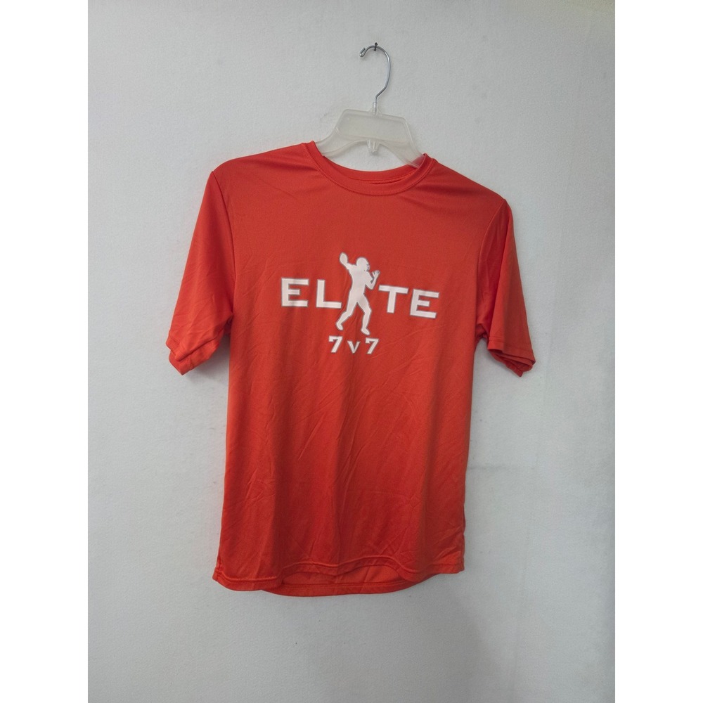 A4 Elite 7v7 Shirt Mens Medium Orange Graphic Cooling Performance Tee N3142‎